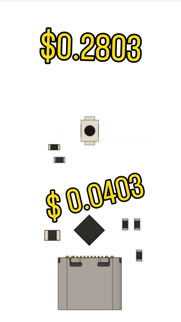 One Dollar Computer components laid out with the price of each part